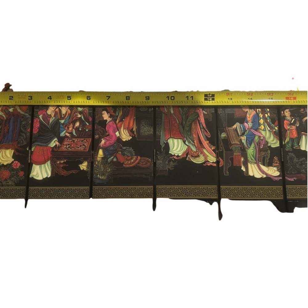 Asian export , black Lacquer , 6 panel screen, 12 beauties of jingling.